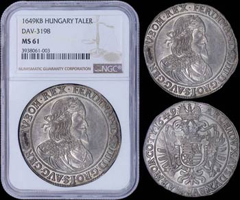 HUNGARY: 1 Taler (1649 KB) in silver with ... 