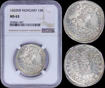 HUNGARY: 15 Krajczar (1662 KB) in silver ... 