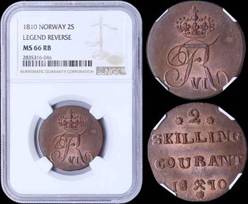 NORWAY: 2 Skilling (1810) in copper with ... 