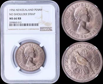 NEW ZEALAND: 1 Penny (1956) in bronze with ... 