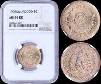 MEXICO: 2 Centavos (1906 Mo) in bronze with ... 