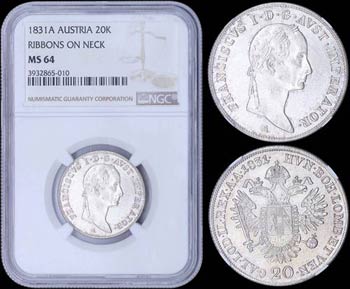 AUSTRIA: 20 Kreuzer (1831 A) in silver ... 