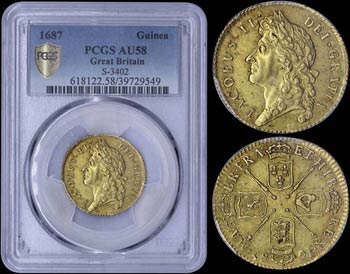 GREAT BRITAIN: 1 Guinea (1687) in gold ... 