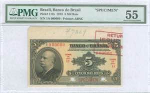 GREECE: BRAZIL: Specimen of 5 Mil Reis ... 