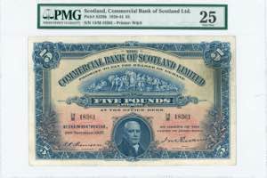GREECE: SCOTLAND: 5 Pounds (20.11.1937) in ... 