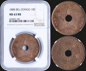 GREECE: BELGIAN CONGO: 10 Centimes (1888) in ... 