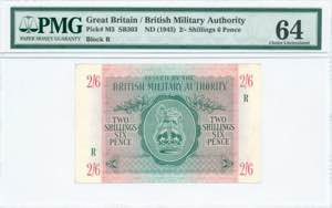 GREECE: 2 Shillings - 6 Pence (ND 1943) of ... 