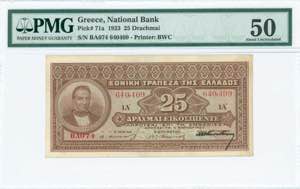 GREECE: 25 Drachmas (5.3.1923) in brown with ... 