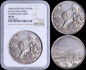 ITALY: Silver medal (1686) commemorating the ... 
