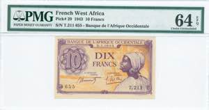 GREECE: FRENCH WEST AFRICA: 10 Francs ... 