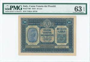 GREECE: ITALY: 10 Lire (ND 1918) in blue ... 