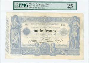 GREECE: ALGERIA: 1000 Francs (10.1.1924) in ... 