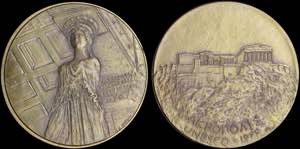 GREECE: Bronze medal commemorating Acropolis ... 