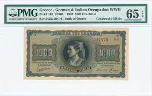 GREECE: 1000 Drachmas (21.8.1942) in black ... 