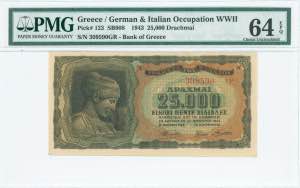 GREECE: 25000 Drachmas (12.8.1943) in black ... 