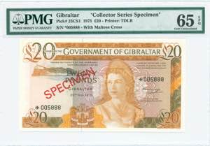 GREECE: GIBRALTAR: Specimen of 20 Pounds ... 