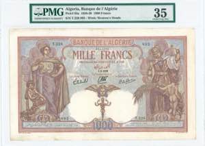 GREECE: ALGERIA: 1000 Francs (1.9.1939) in ... 