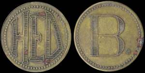 GREECE: Private token in bronze. ΗΕΔ on ... 