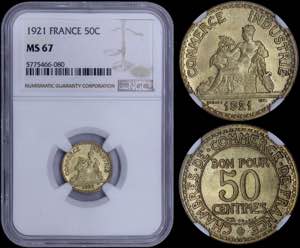 GREECE: FRANCE: 50 Centimes (1921) in ... 