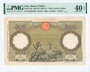 GREECE: ITALY: 100 Lire (1.6.1938) in olive ... 