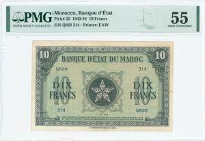 GREECE: MOROCCO: 10 Francs (1.3.1944) in ... 