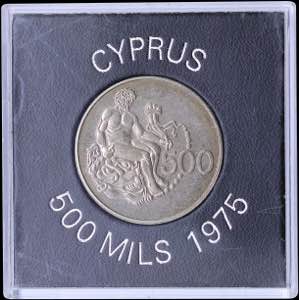 CYPRUS: 500 Mils (1975) in copper-nickel ... 