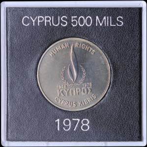 CYPRUS: 500 Mils (ND 1978) in copper-nickel ... 