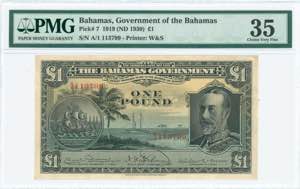 GREECE: BAHAMAS: 1 Pound (Law 1919 - ND ... 