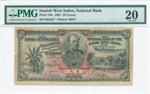 GREECE: DANISH WEST INDIES: 10 Francs (1905) ... 