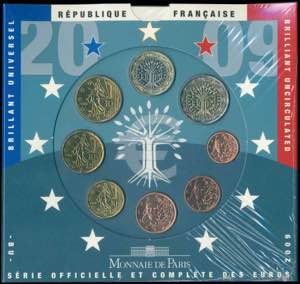 GREECE: FRANCE: Euro coin set (2009) ... 