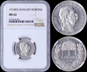 GREECE: HUNGARY: 1 Korona (1914KB) in silver ... 