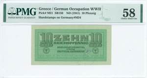 GREECE: 10 Reichpfennig (ND 1944) in light ... 