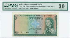 GREECE: MALTA: 10 Shillings (Law 1949 - ND ... 