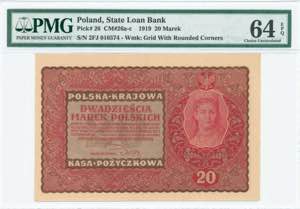 GREECE: POLAND: 20 Marek (23.8.1919) in red ... 