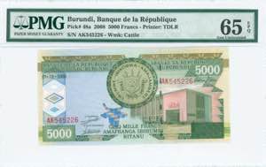 GREECE: BURUNDI: 5000 Francs (1.12.2008) in ... 