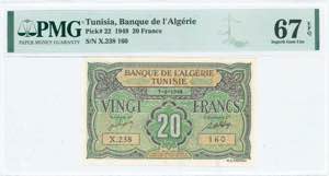 GREECE: TUNISIA: 20 Francs (7.6.1948) in ... 