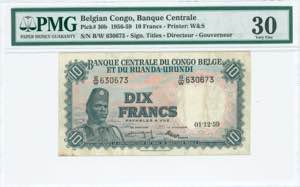 GREECE: BELGIAN CONGO: 10 Francs (1.12.1959) ... 
