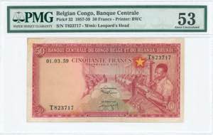 GREECE: BELGIAN CONGO: 50 Francs (1.3.1959) ... 