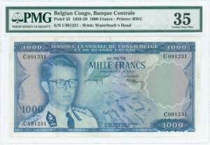 GREECE: BELGIAN CONGO: 1000 Francs ... 