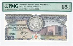 GREECE: BURUNDI: 5000 Francs (19.5.1994) in ... 