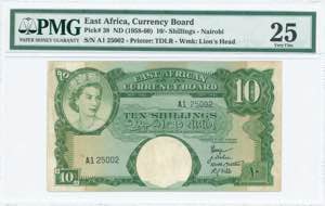 GREECE: EAST AFRICA: 10 Shillings (ND ... 