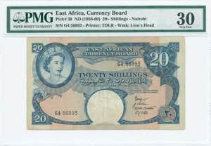 GREECE: EAST AFRICA: 20 Shillings (ND ... 