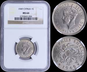 CYPRUS: 1 Shilling (1949) in copper-nickel ... 