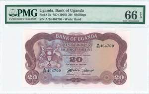 GREECE: UGANDA: 20 Shillings (ND 1966) in ... 