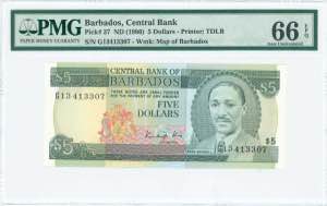 GREECE: BARBADOS: 5 Dollars (ND 1986) in ... 