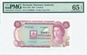 GREECE: BERMUDA: 5 Dollars (2.1.1981) in ... 