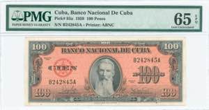 GREECE: CUBA: 100 Pesos (1959) in black on ... 