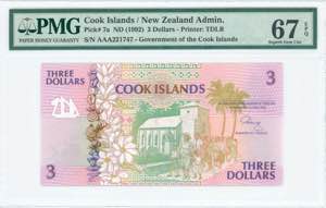 GREECE: COOK ISLANDS: 3 Dollars (ND 1992) in ... 