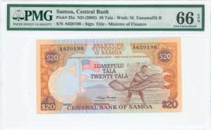 GREECE: SAMOA: 20 Tala (ND 2002) in brown ... 