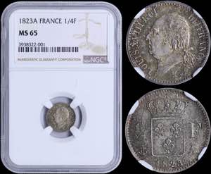 GREECE: FRANCE: 1/4 Franc (1823 A) in silver ... 